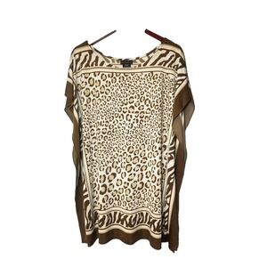 Metaphor Leopard Print Sleeveless Womens Kaftan Style Top XL Lagenlook Boxy